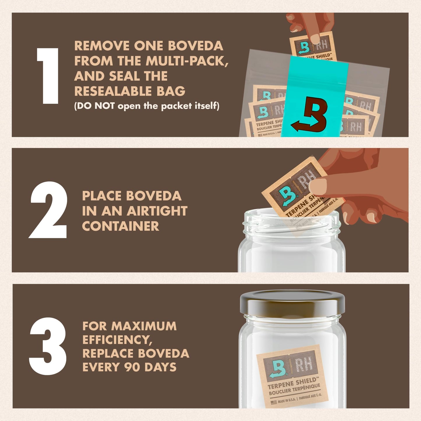 Boveda 62% Two-Way Humidity Control Packs For Storing ½ oz – Size 4 – 10 Pack – Moisture Absorbers for Small Storage Containers – Humidifier Packs – Hydration Packets in Resealable Bag 62% RH