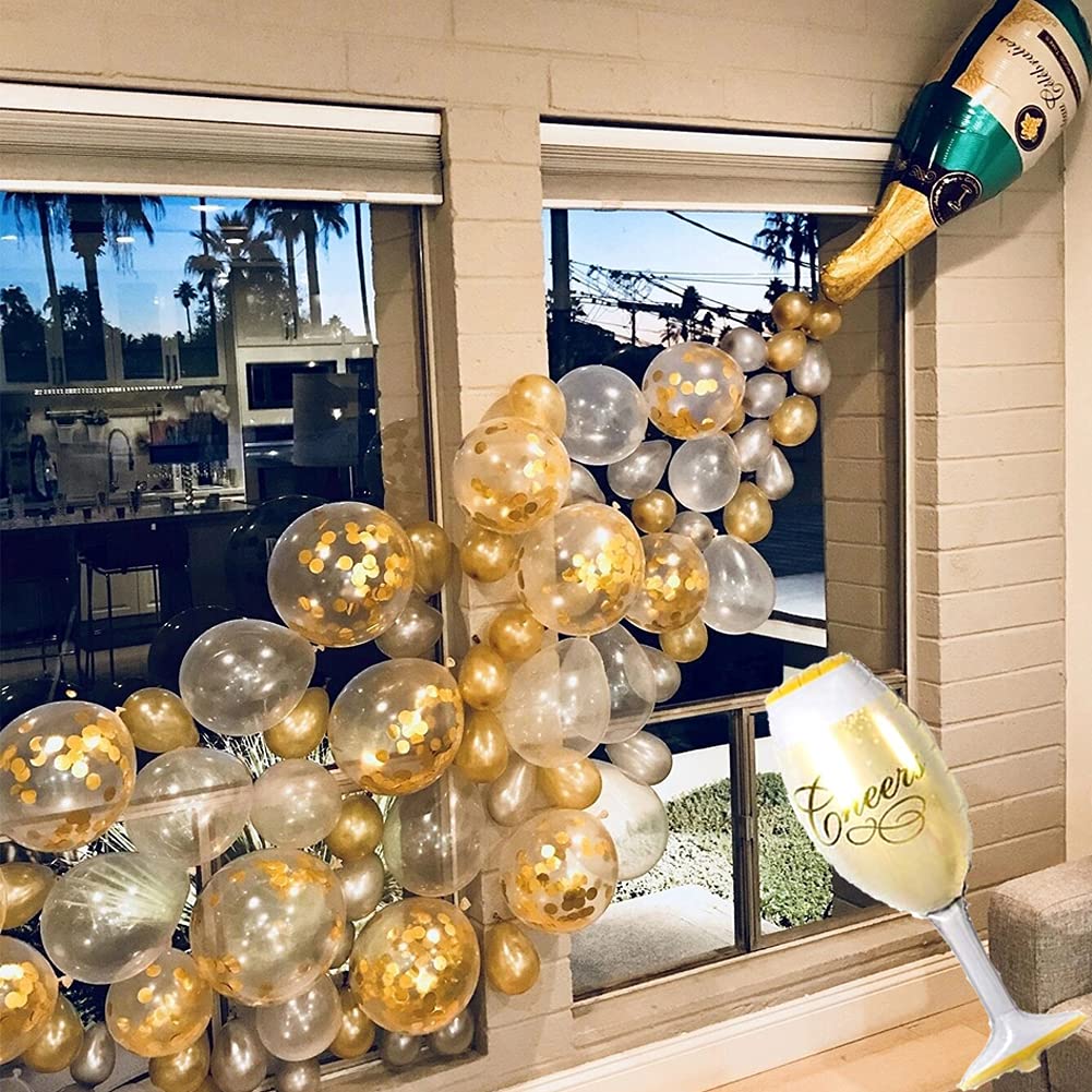 Champagne Bottle Balloons Party Decorations,Confetti Birthday Balloon Arch for Birthday Decorations,Engagement Decorations,Christmas,Wedding,Graduation Balloons (Champage balloon) Champage Balloon