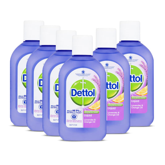 Dettol Antibacterial Disinfectant Liquid, Concentrated Cleaner, Kills 99.9% of Bacteria & Viruses, Lavender and Orange, Pack of 6 x 500ml, Total 3L 500 ml (Pack of 6)