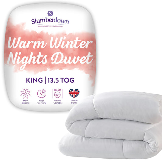 Slumberdown Warm Winter Nights King Size Duvet - 13.5 Tog Extra Warm & Thick Quilt Ideal for Cold Chilly Nights - Cosy & Toasty, Soft Touch Cover, Hypoallergenic, Washable (225cm x 220cm) King Size Bed