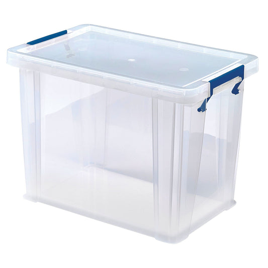 Bankers Box 18.5L Plastic Storage Box with Lids, ProStore Super Strong Stackable Plastic Storage Boxes (28 x 32 x 20 cm), Clear 18.5 Litre