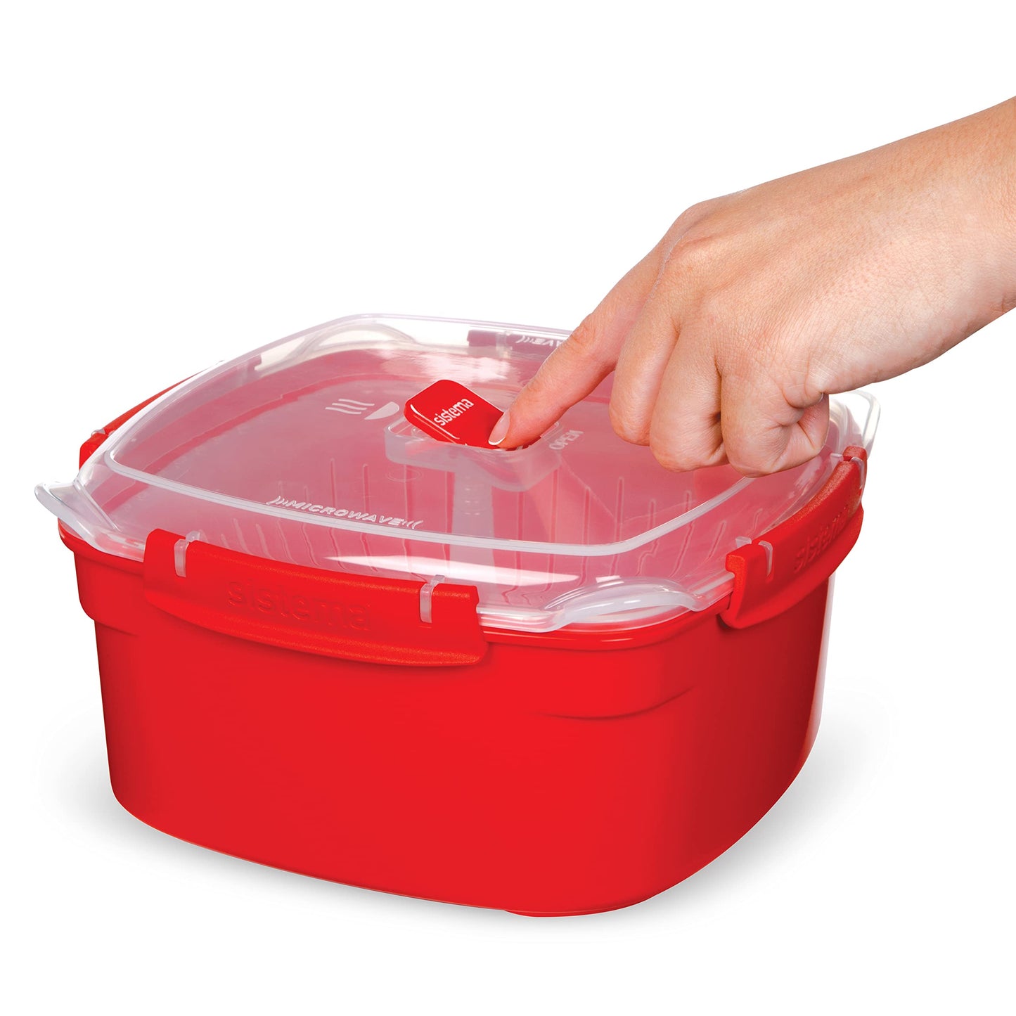 Sistema Microwave Steamer with Removable Steamer Basket | 2.4 L | BPA-Free | Red/Clear Steamer Only