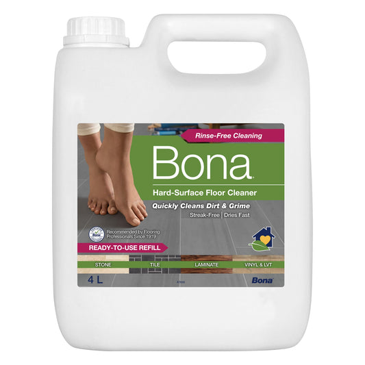 Bona Floor Cleaner Liquid for Hard-Surfaces, Robot Liquid, Suitability: LVT & Laminate Floor Cleaner, Tile Cleaner, Stone Floor Cleaner, 4 Litre Floor Cleaning Liquid Refill Bottle