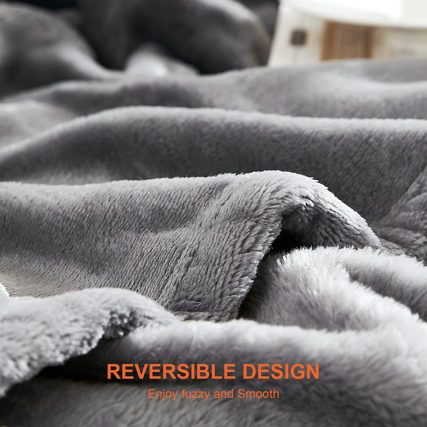 EHEYCIGA Fleece Blanket Grey Throws for Sofas Fluffy Warm Soft Blanket for Bed Settees Armchairs, Fit All Season, Double Size,150x200cm Twin/Double