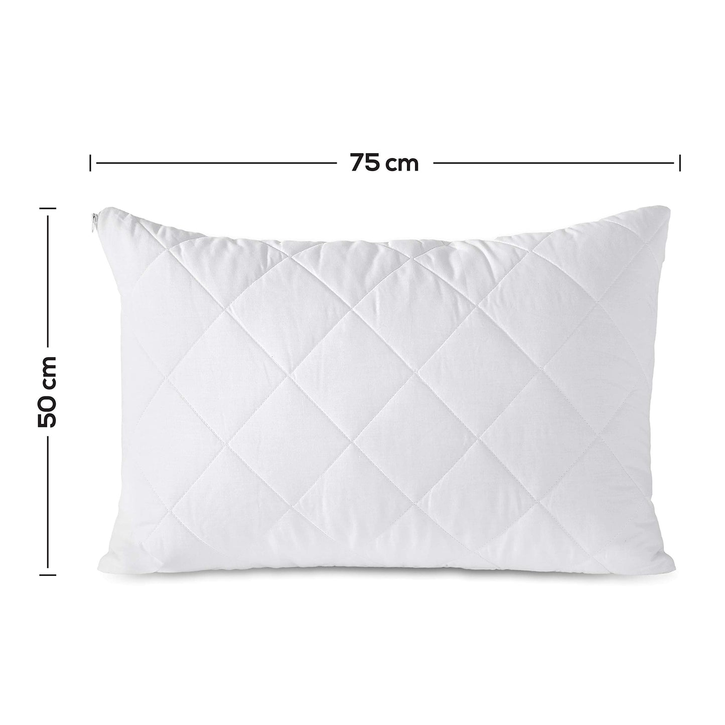 Adam Home Quilted Pillow Protectors 4 Pack (50 x 75 CM) - Soft Poly Cotton Zippered Pillow Cases – Durable, Breathable & Comfortable. White 4 Pack - 50 x 75 CM