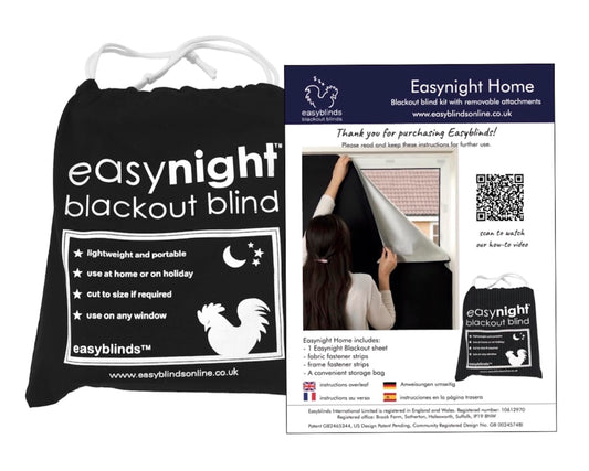 Easynight Blackout Blind, 100% Light Blocking Material, XL, Make Any Size And Shape Up To 230x145cm, No Drill, Easy To Use Temporary Or Permanent For Home, Office And Away XL 2.3m x 1.45m