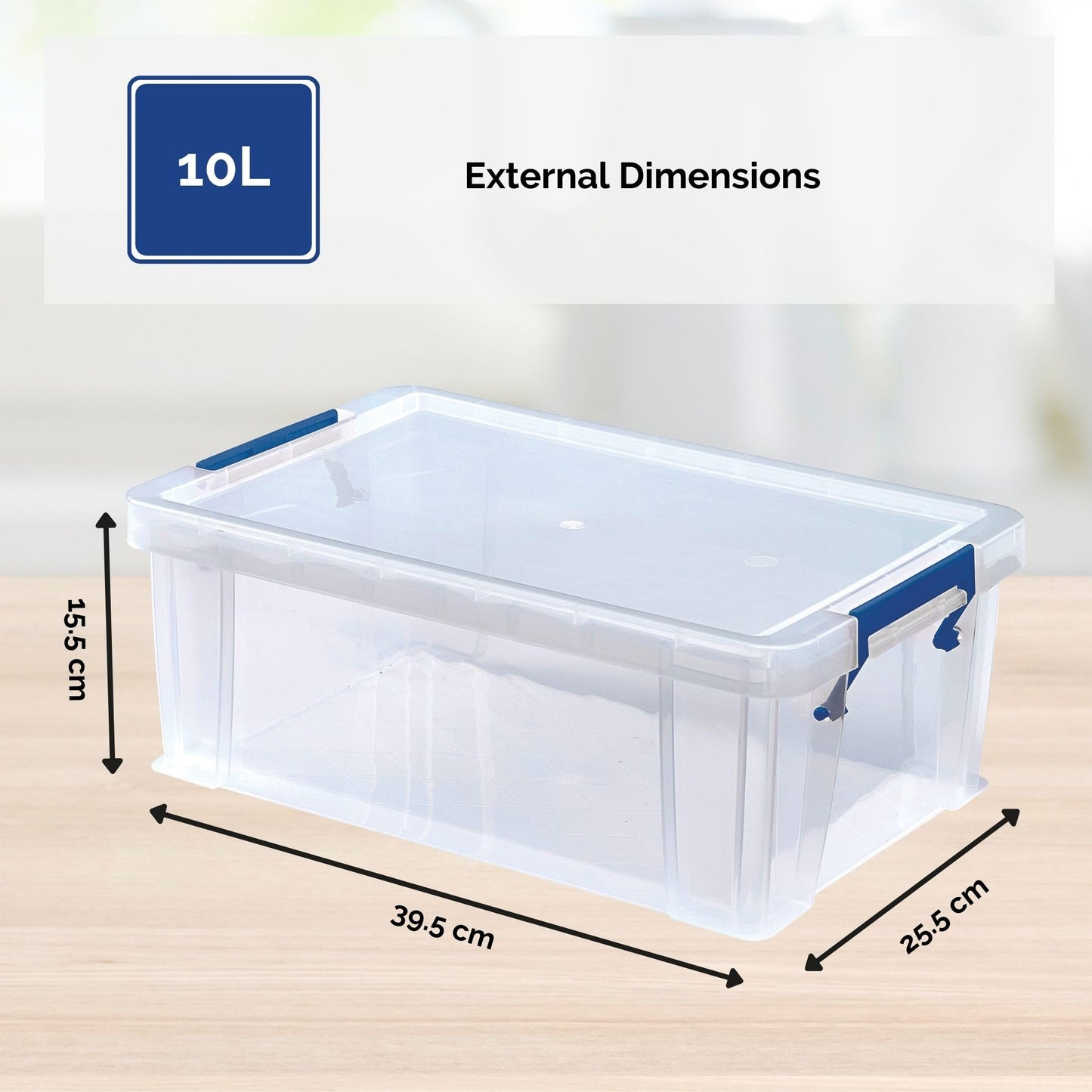 BANKERS BOX 4x 10L Plastic Storage Boxes with Lids. ProStore Super Strong Stackable Plastic Storage Boxes (14 x 34 x 21.5cm), Made in the UK, Clear 10 Litre X 4