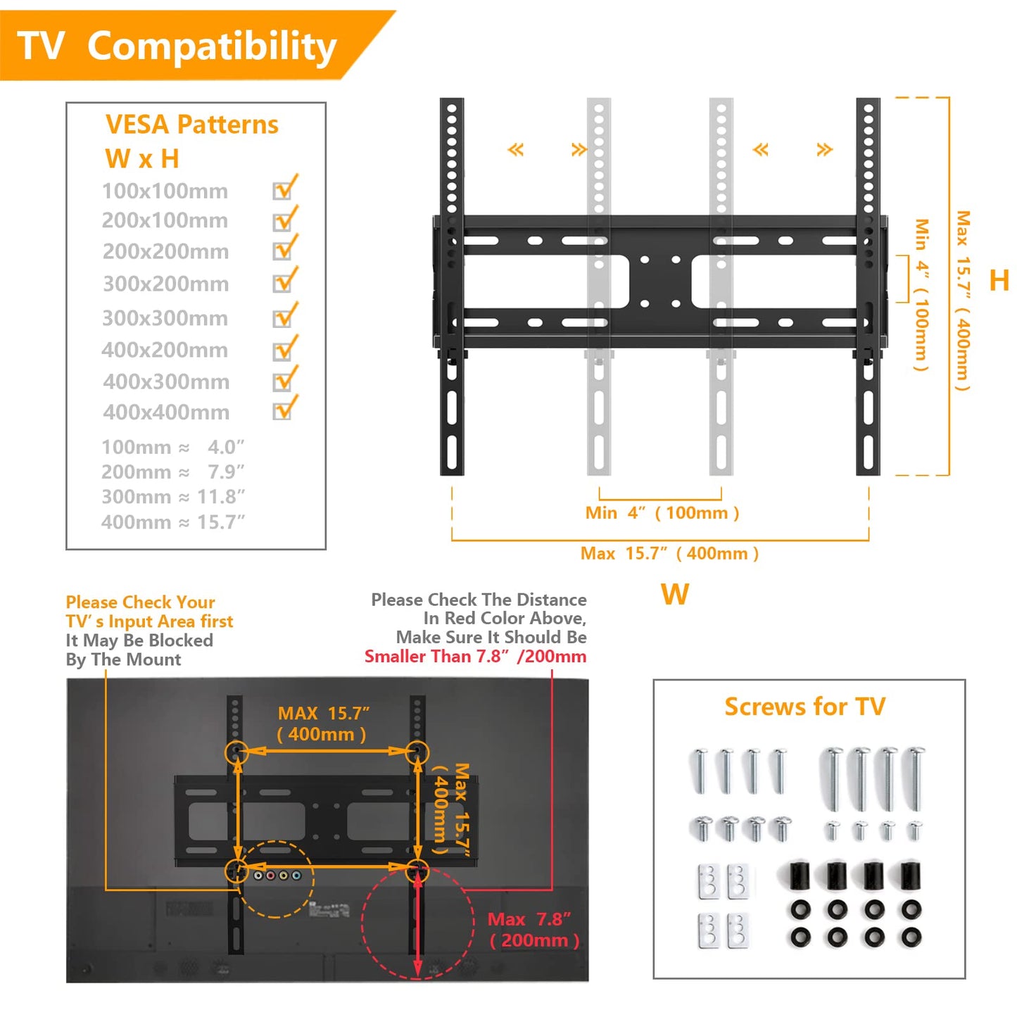 Universal Table Top TV Stand - Swivel TV Stand Base for 26-55 inch LCD/LED/OLED/Plasma TVs with Bracket Height Adjustable Max. VESA 400x400mm up to 40KG