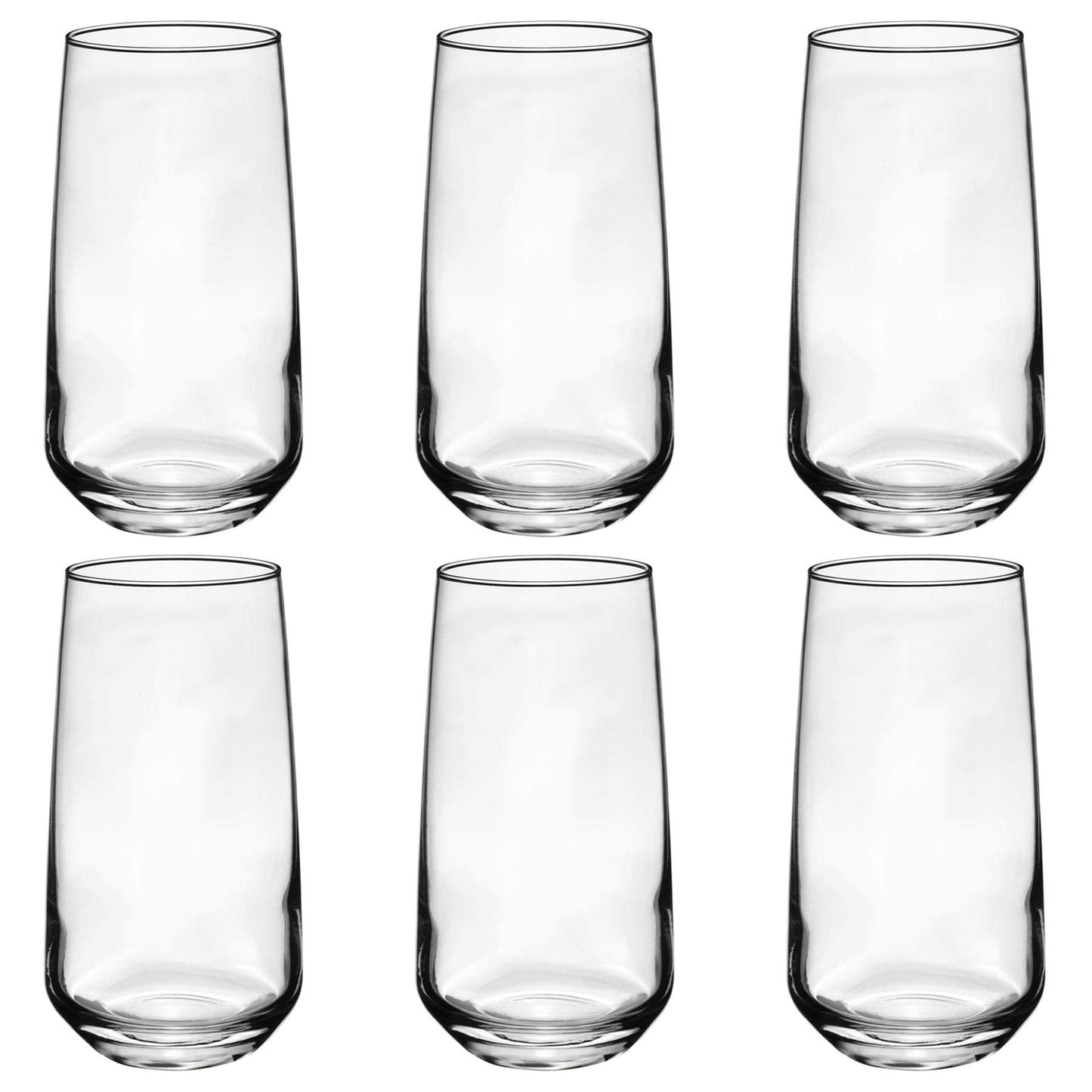 6x 480ml Hiball Glasses - 'Tallo' Range - Modern Highball Cocktail Juice Water Tall Drinking Tumblers - Dishwasher Safe - By Argon Tablwware