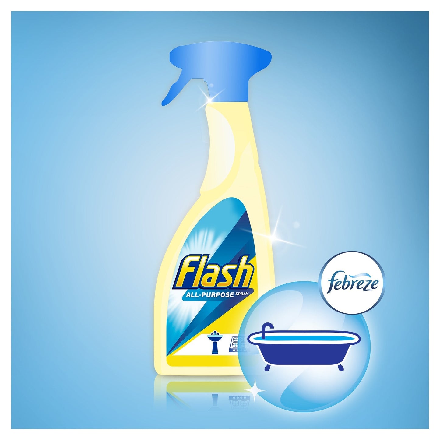 Flash Bathroom Cleaner Spray, Long Lasting Shine, Fresh, 4.5 Litres (450 ml x 10) 450 ml (Pack of 10)