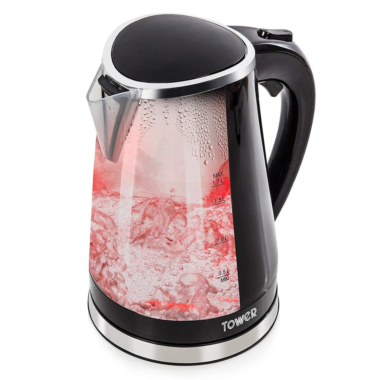 Tower T10012 LED Colour Changing Kettle, 1.7L, 2200W, Black