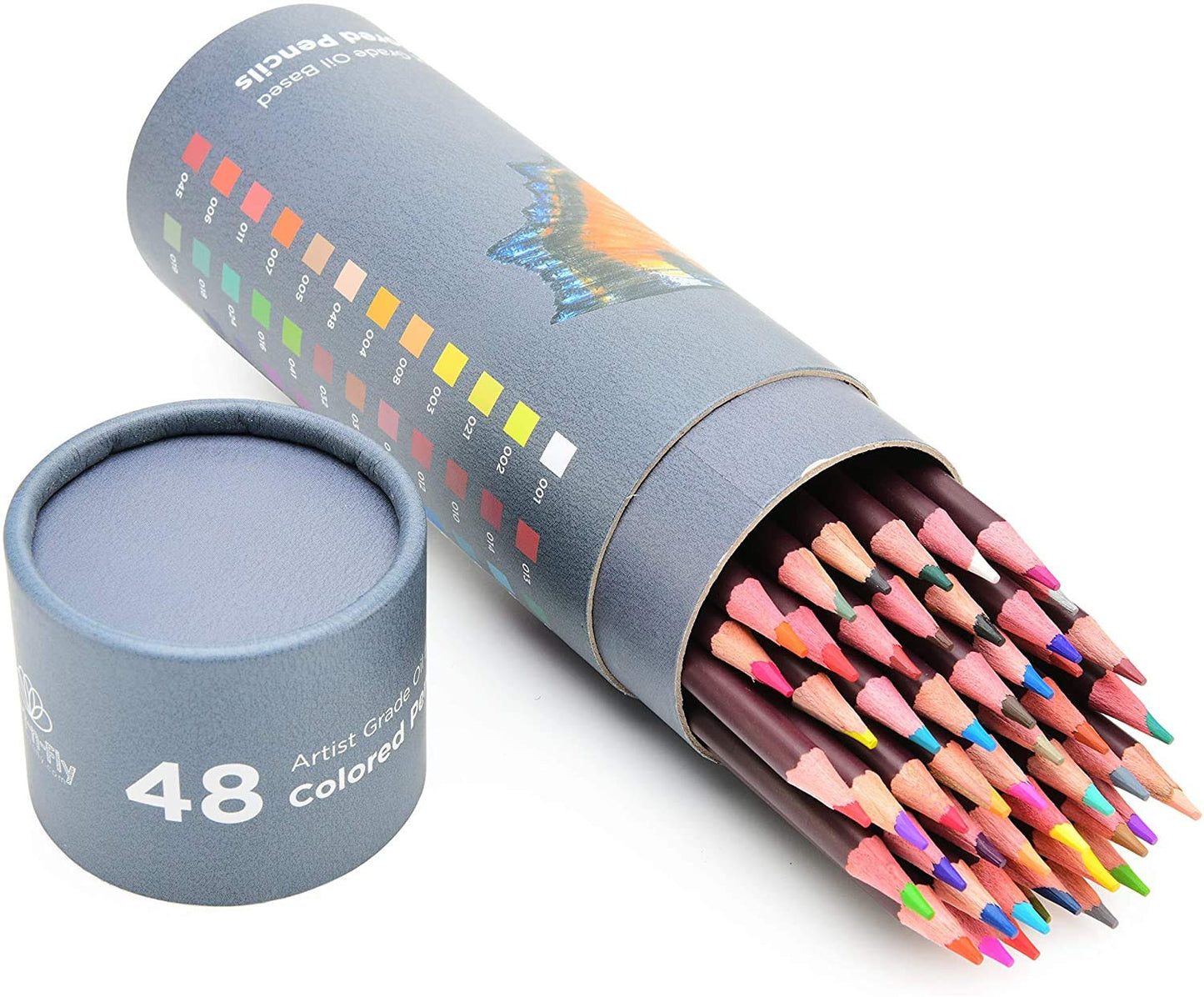 Art-n-Fly 48 Oil Pastel Pencils for Artists - Oil Based Coloured Pencils - Drawing, Sketching and Adult Colouring - Soft Core Art Colouring Pencils Set with Skin Tone 48 Unité (Lot de 1) Cylindrical Box