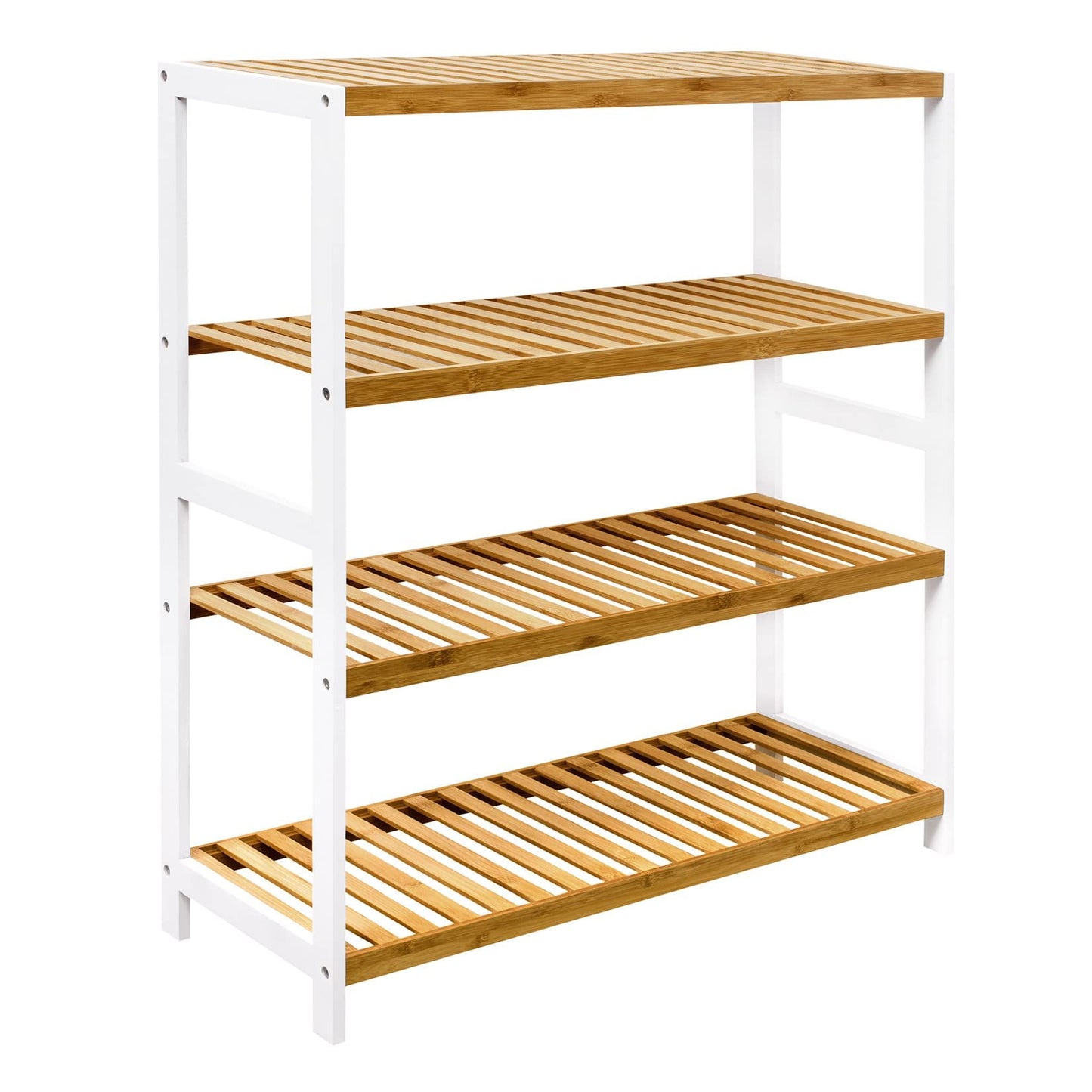 woodluv 4-Tier Shoe Rack, Shoe Storage Organiser, Wooden Storage Rack, Shoe Shelf for Hallway, Living Room, Plants Books, Bedroom,Bathroom - 69D x 26W x 80H cms 4 Tier