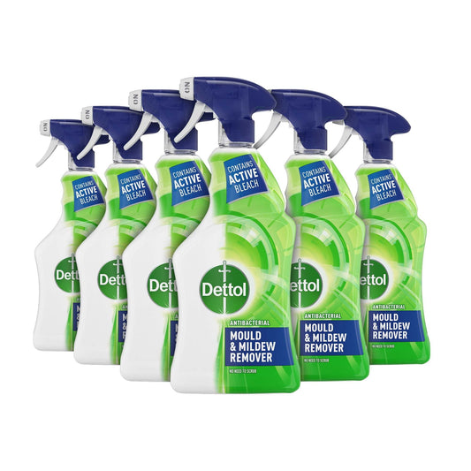 Dettol Antibacterial Mould Spray and Mildew Remover, Removes Ingrained Mould Stains from Walls, Tiles & Windows, Pack of 6, Total 4.5L