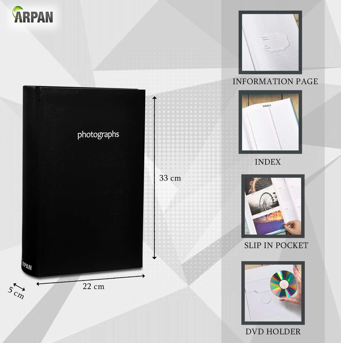 Arpan Large Black Memo Slip In Photo Album 300 6x4 Photos