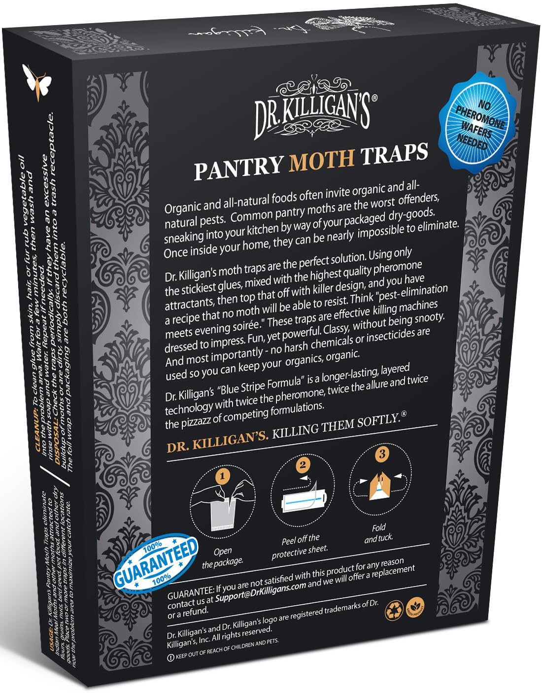 Dr. Killigan's Premium Pantry Food Moth Traps | Moth Killer | Safe, Non-Toxic Moth Catcher with No Insecticides | How to Get Rid of Moths in Your Kitchen | Organic (6, Black) 6