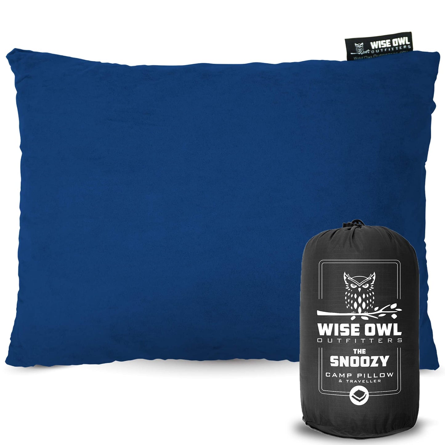 Wise Owl Outfitters Camping Pillow - Memory Foam Travel Pillow for Neck Support, Sleeping, Hiking and Aeroplane Use - Medium Blue M (Pack of 1)