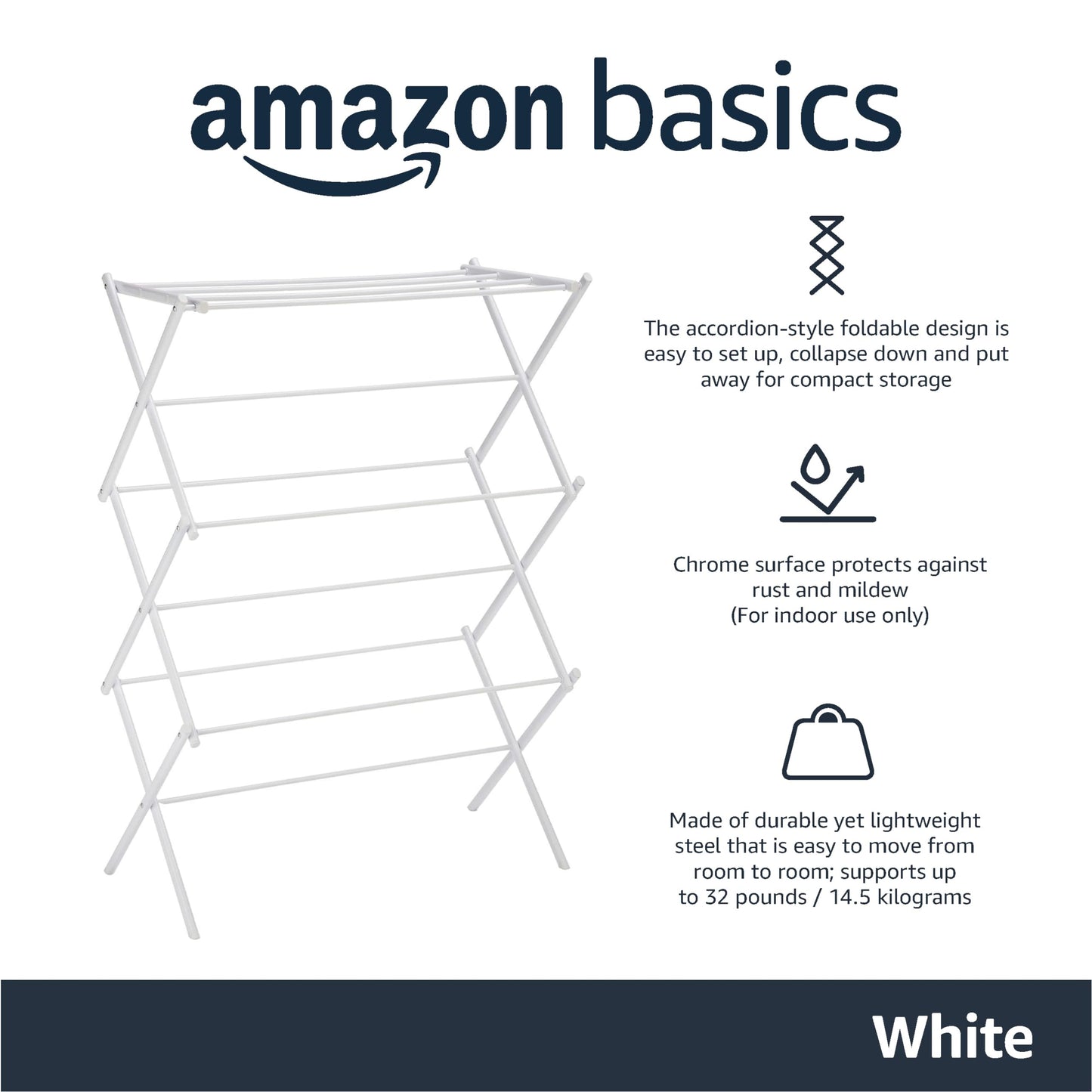 Amazon Basics Foldable Concertina Indoor Airer - White