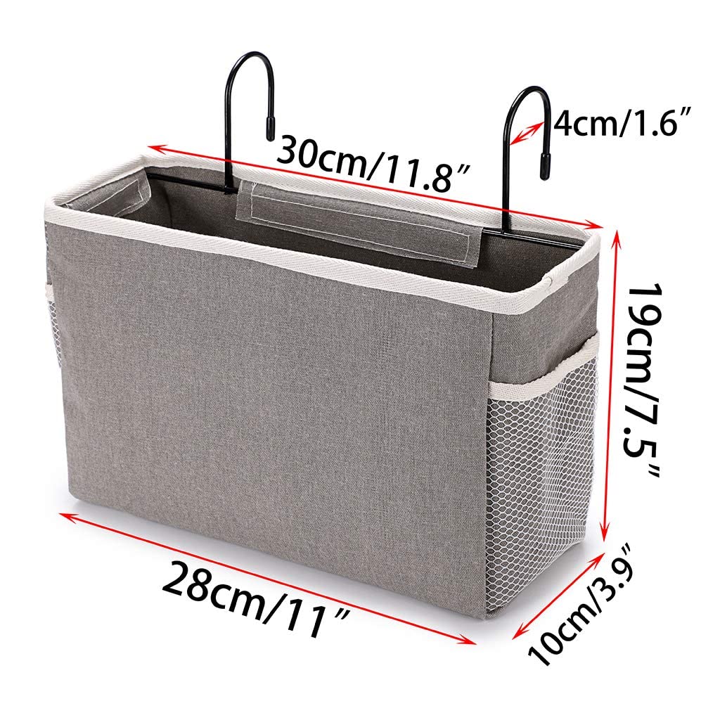 SUMNACON Bedside Hanging Storage Bed Pockets Baskets Dormitory Bed Organiser Caddy Desktop Storage Rack for Home Office School Dorm Room Bunk Bed (Grey) Grey