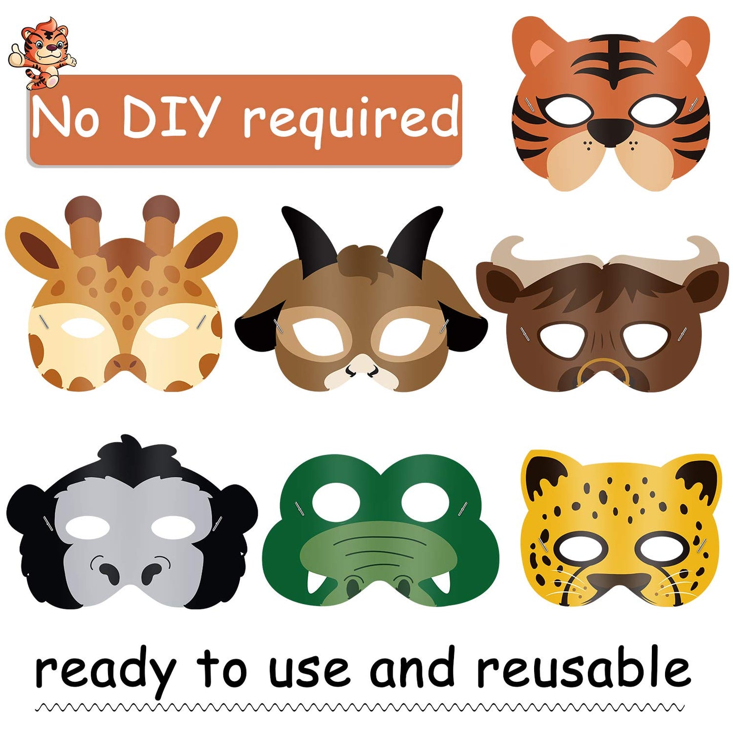 Blulu 16 Piece Animal Masks Animal Costume Party Favors with 16 Different Animal Face for Petting Zoo Farmhouse Jungle Safari Theme Birthday Party Halloween Masks Dress-Up Party Supplies