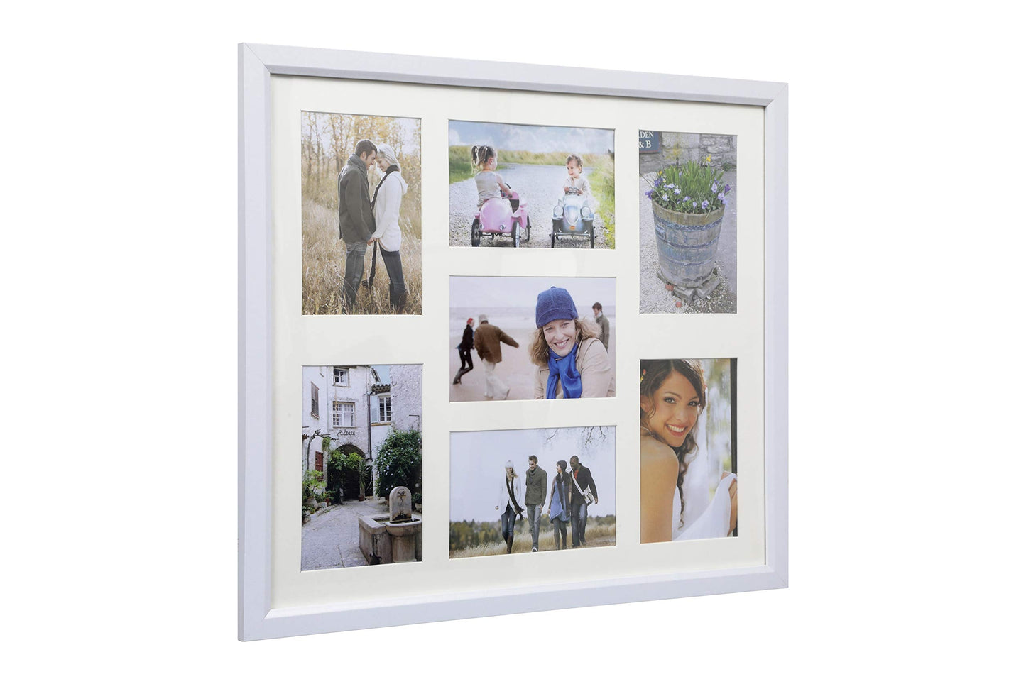 Arpan MDF Multi Aperture Photo Collage Frame for 7 Photos 3 x 6\x 4 nd 4 x 4X 6Photos (White) White