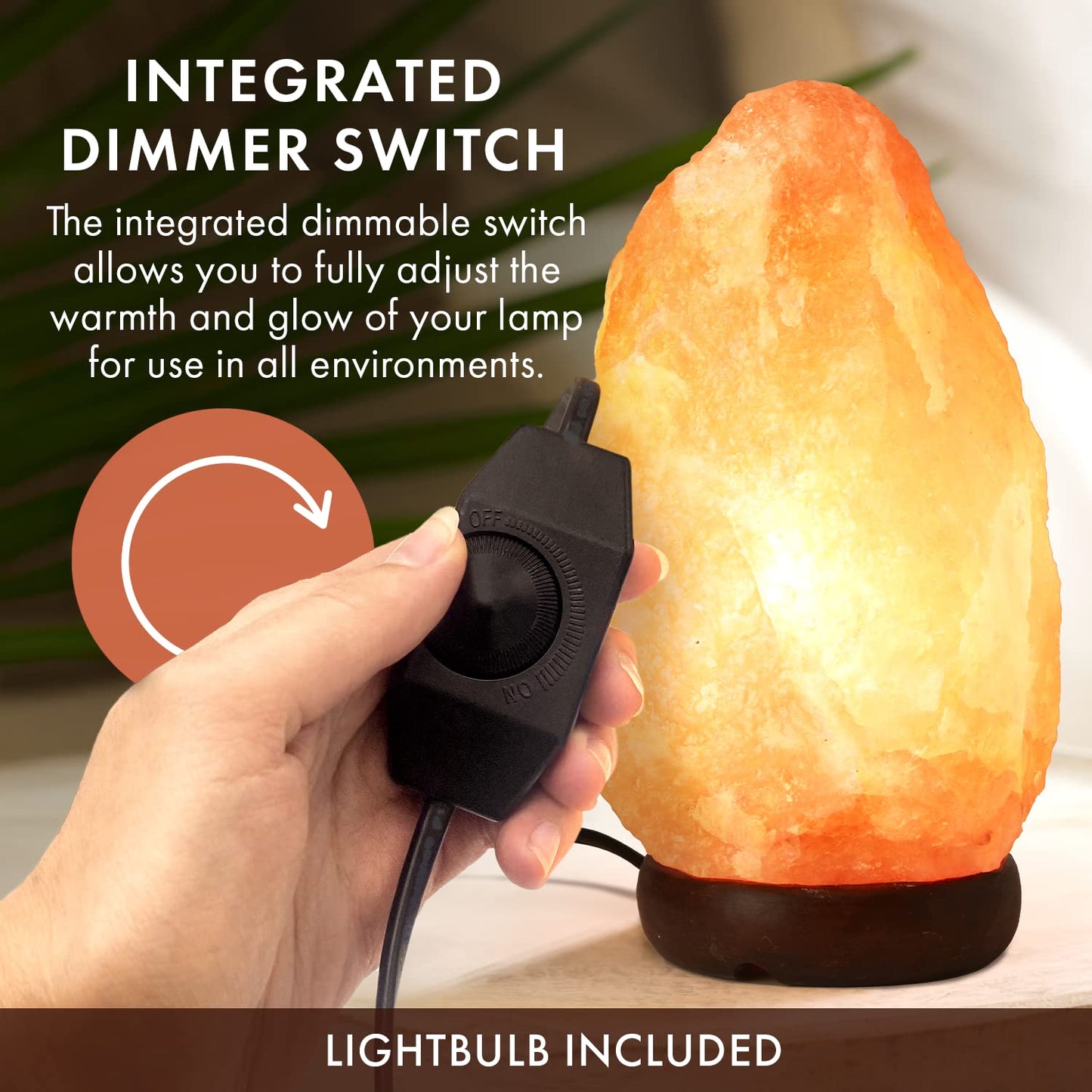 The Body Source Himalayan Salt Lamp (3-5kg) with Dimmer Switch - All Natural and Handcrafted with Wooden Base 3-5 KG