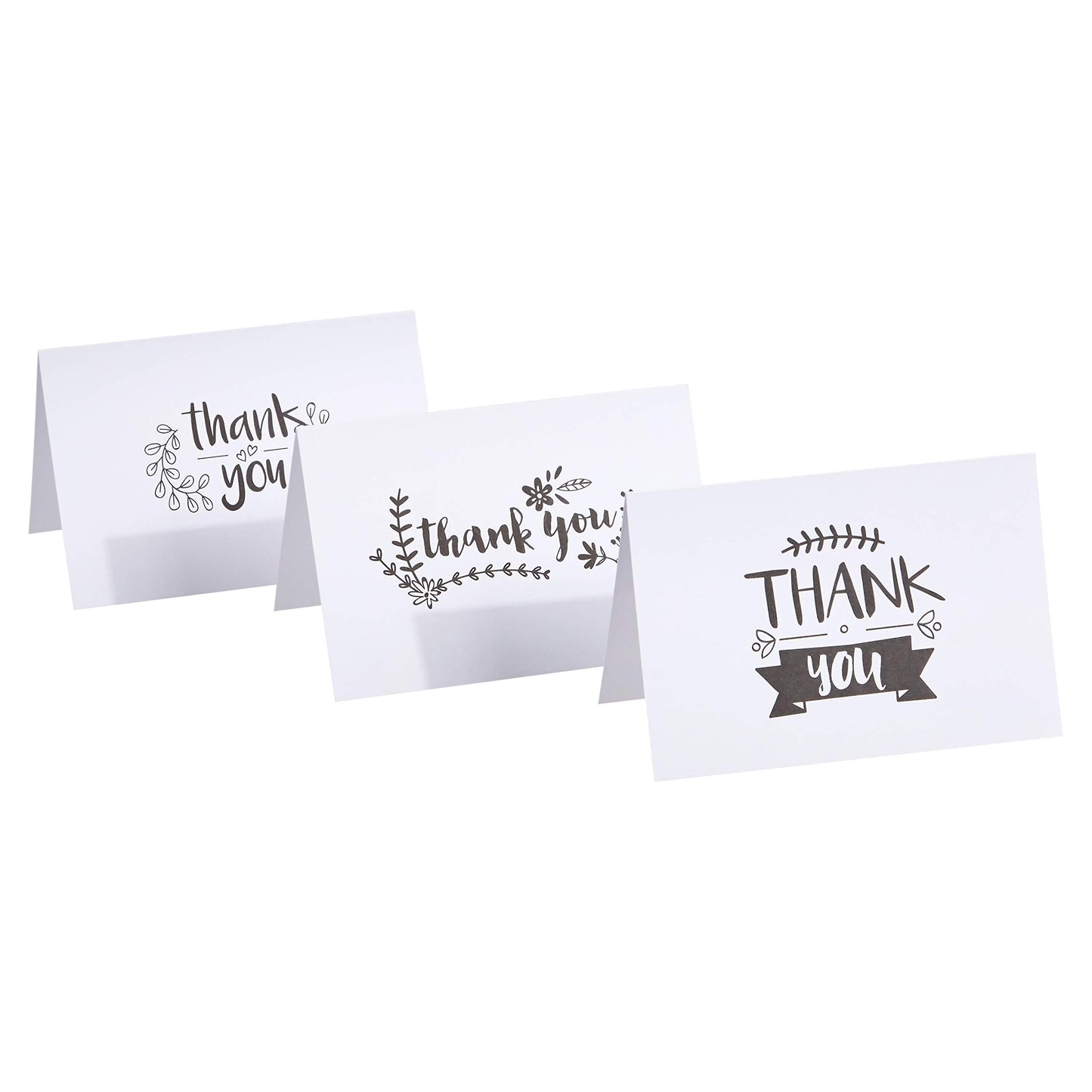 Amazon Basics Thank You Cards and Envelopes, 48 Count, Black/White