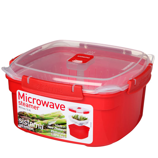 Sistema Microwave Steamer with Removable Steamer Basket | 2.4 L | BPA-Free | Red/Clear Steamer Only