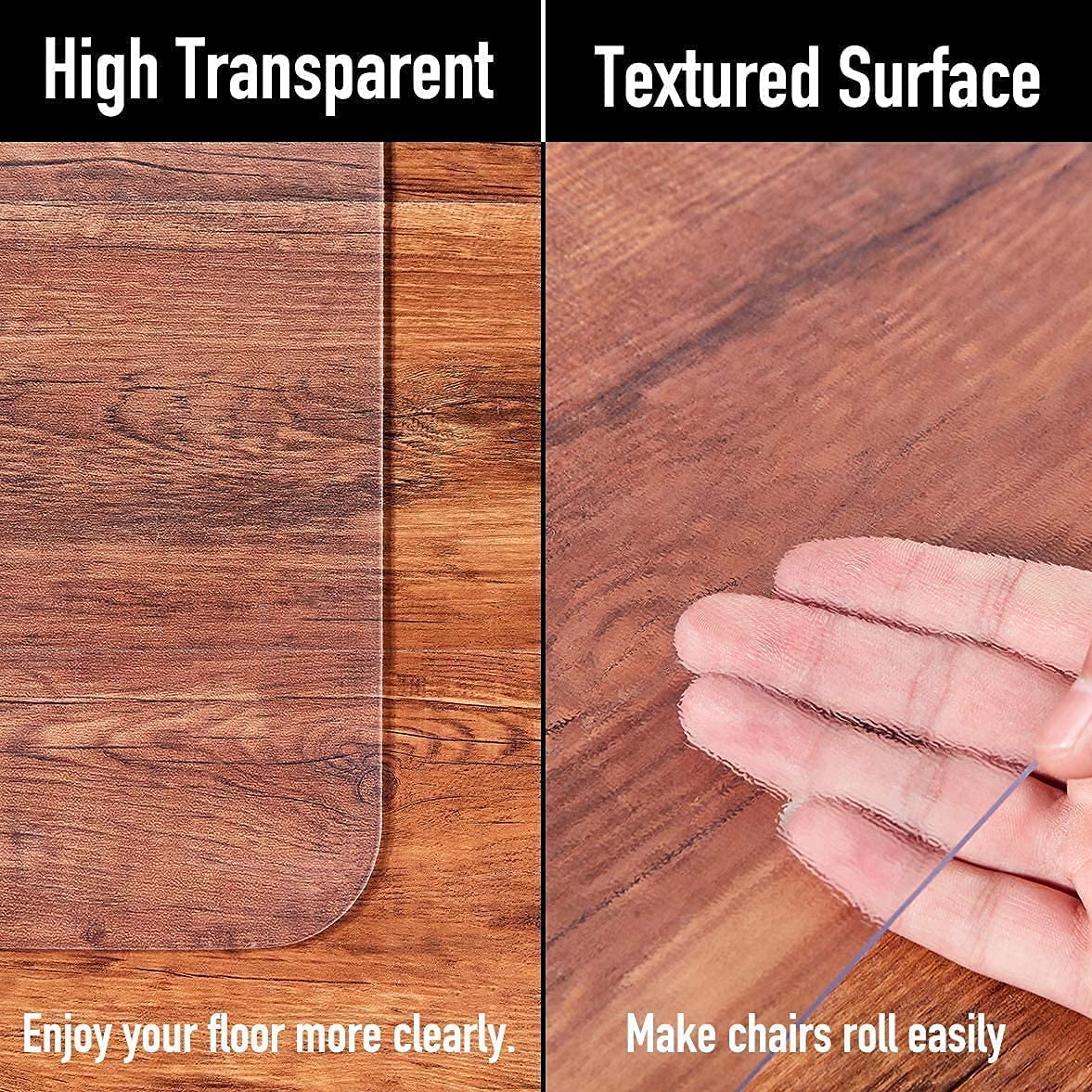 GIOVARA Clear Chair Mat for Hard Floors, 75x120cm (2.5'x4'), Rectangular, High Impact Strength, Non-Slip, Non-Recycling Material