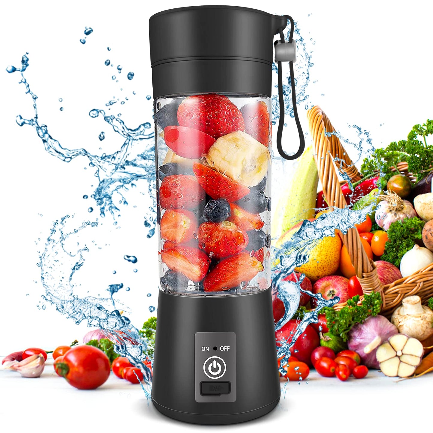 Portable Blender, Fruit Juice mixer [Upgraded Version], Personal Blender with USB Rechargeable Mini Mixer,Juicer Cup with With 6 Blades, 380Ml Traveling Fruit Veggie Juicer