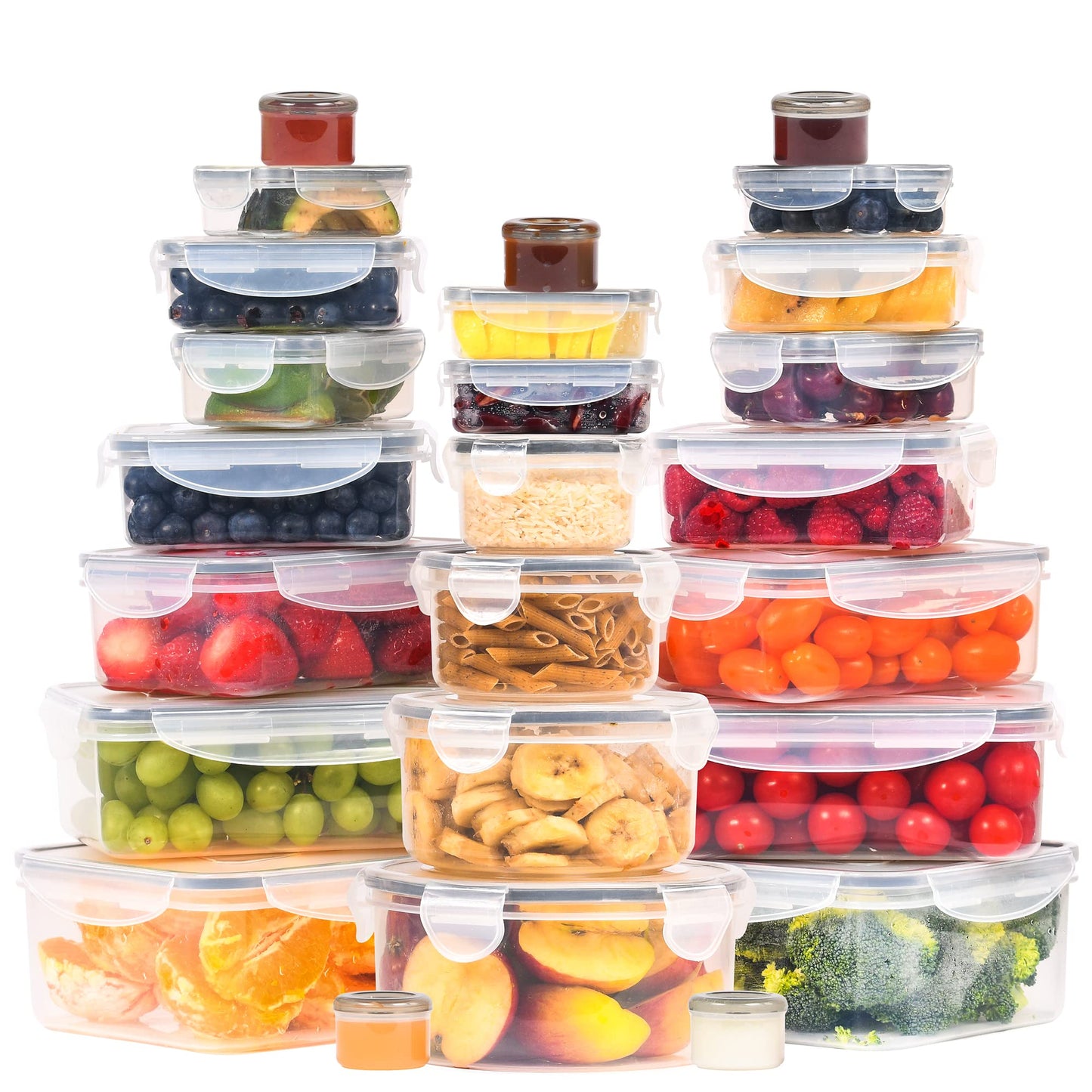 50 Pcs Large Food Storage Containers with Lids Airtight-2500ML to Sauces Box-Total15.5L Stackable Kitchen Bowls Set Meal Prep Containers-BPA Free Leak proof Plastic Lunch Boxes- Freezer Microwave safe 50 PCs