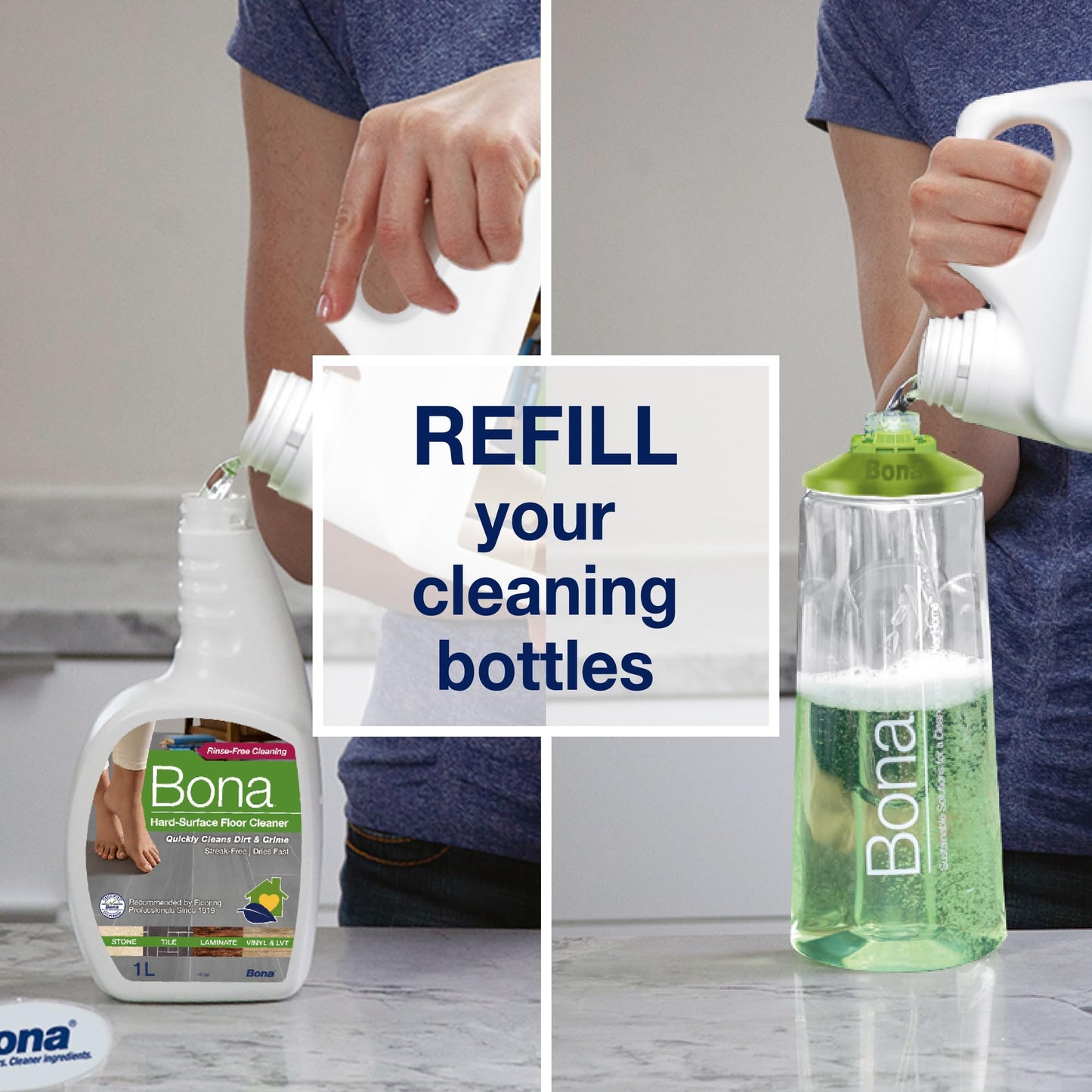 Bona Floor Cleaner Liquid for Hard-Surfaces, Robot Liquid, Suitability: LVT & Laminate Floor Cleaner, Tile Cleaner, Stone Floor Cleaner, 4 Litre Floor Cleaning Liquid Refill Bottle