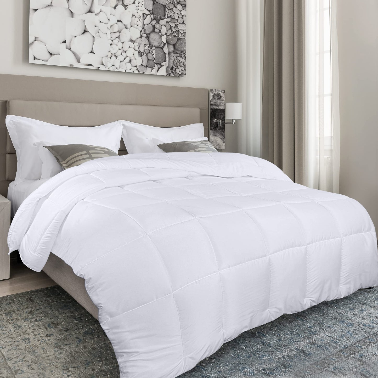 Utopia Bedding Lightweight 4.5 Tog Double Size Duvet with Corner Tabs, Microfiber Soft Breathable Duvet, Box Stitched Down Alternative Quilt 200x200 cm (White) White 4.5 Tog - Double