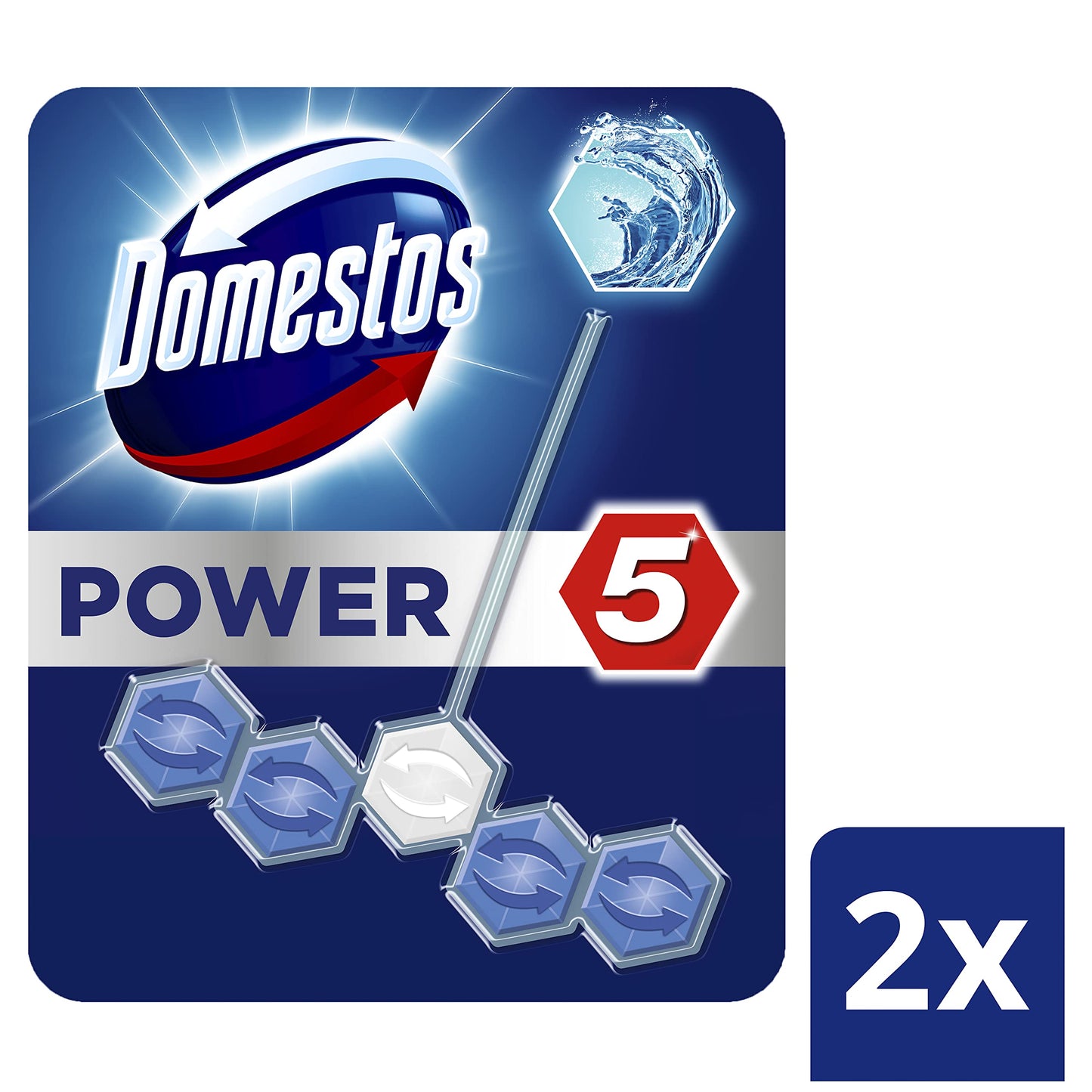 Domestos Ocean Toilet Rim Block toilet blocks that clean at full power for up to 300 flushes from the UK’s No.1 toilet cleaner brand, 2 Count (Pack of 7) Fresh