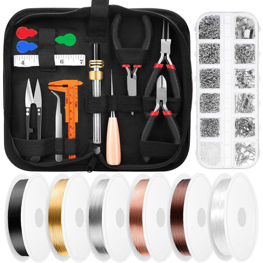 Thrilez Jewellery Making Tools Set, Jewelry Making Supplies with Craft Ring Wire, Jewellery Pliers Jewellery Tools for Making Bracelets Earrings Jewelry Findings for DIY Handmade & Jewelry Repair