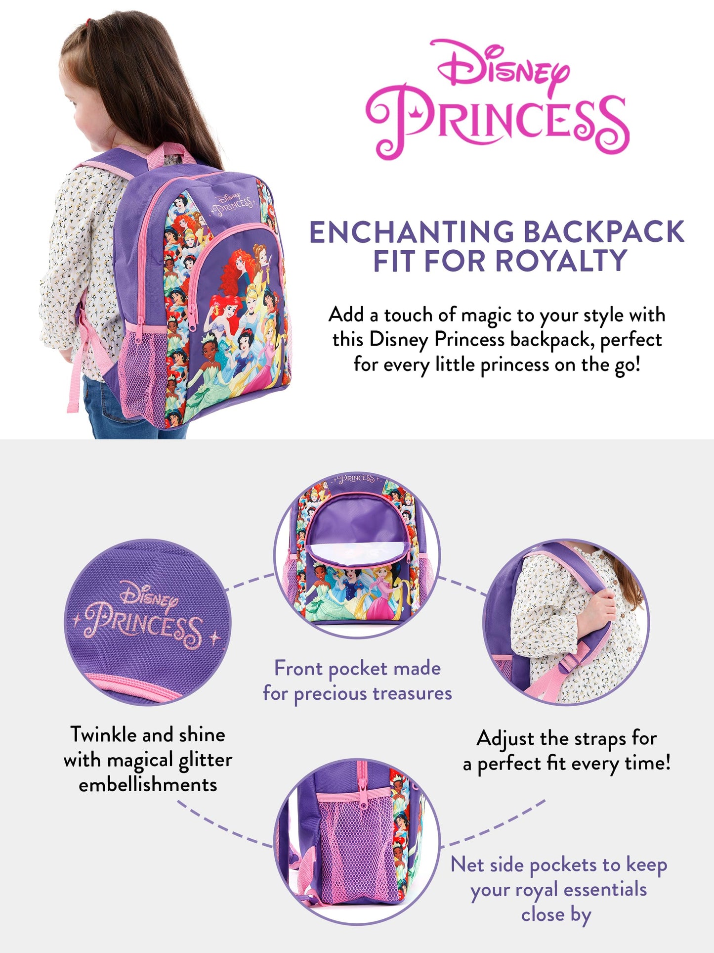 Disney Princess Backpack, One Size, Multi, Multicolor, One Size, Rucksack Backpacks