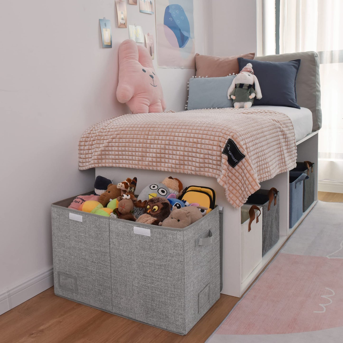 GRANNY SAYS Toy Storage Box, Pack of 1 Large Storage Box, Grey Storage Box, Kids' Toy Chests & Boxes, Foldable Storage Box with Lid, Toy Box Storage for Girls Boys to Organise Bedroom Nursery Playroom XL Gray