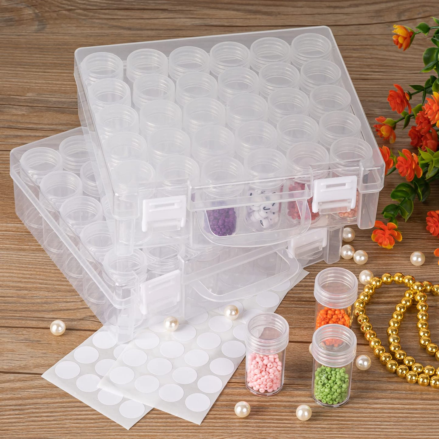 30 Slots Diamond Painting Storage Containers, Diamond Art Storage Case Diamond Painting Accessories Small Clear Bead Boxes with Lid 30 Grids Transparent Storage Case for Seed Art Rhinestones (2 Pack) 2 Pack - The outer box: 6.7" x 5.9" x 2.0"