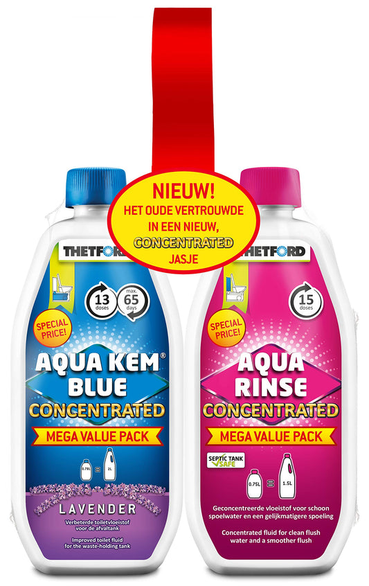 Thetford 30459CO Toilet Fluid and Rinse Concentrate Duo Pack, Blue & Pink, 1.53 Litre Single