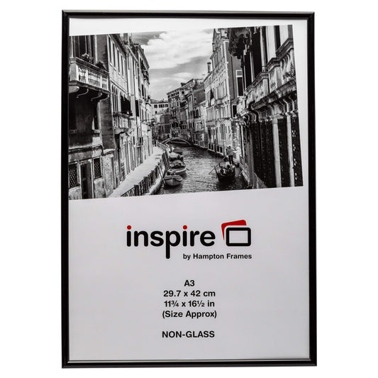 Hampton Frames BACKLOADER Range A3 Black Picture Poster Photo Frame Acrylic (Non Glass) A3MARBLX-1PK Single