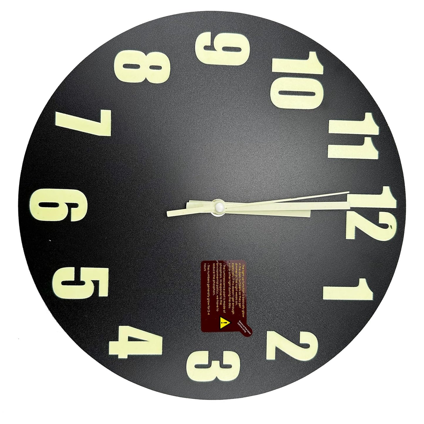 DIYZON Luminous Wall Clock, 12'' Wooden Wall Clocks with Silent Movement and Glowing up Function, No Glass Village Wall Clock Decorative Bedroom, Kitchen, Office, Battery Operated Black 12 Inch