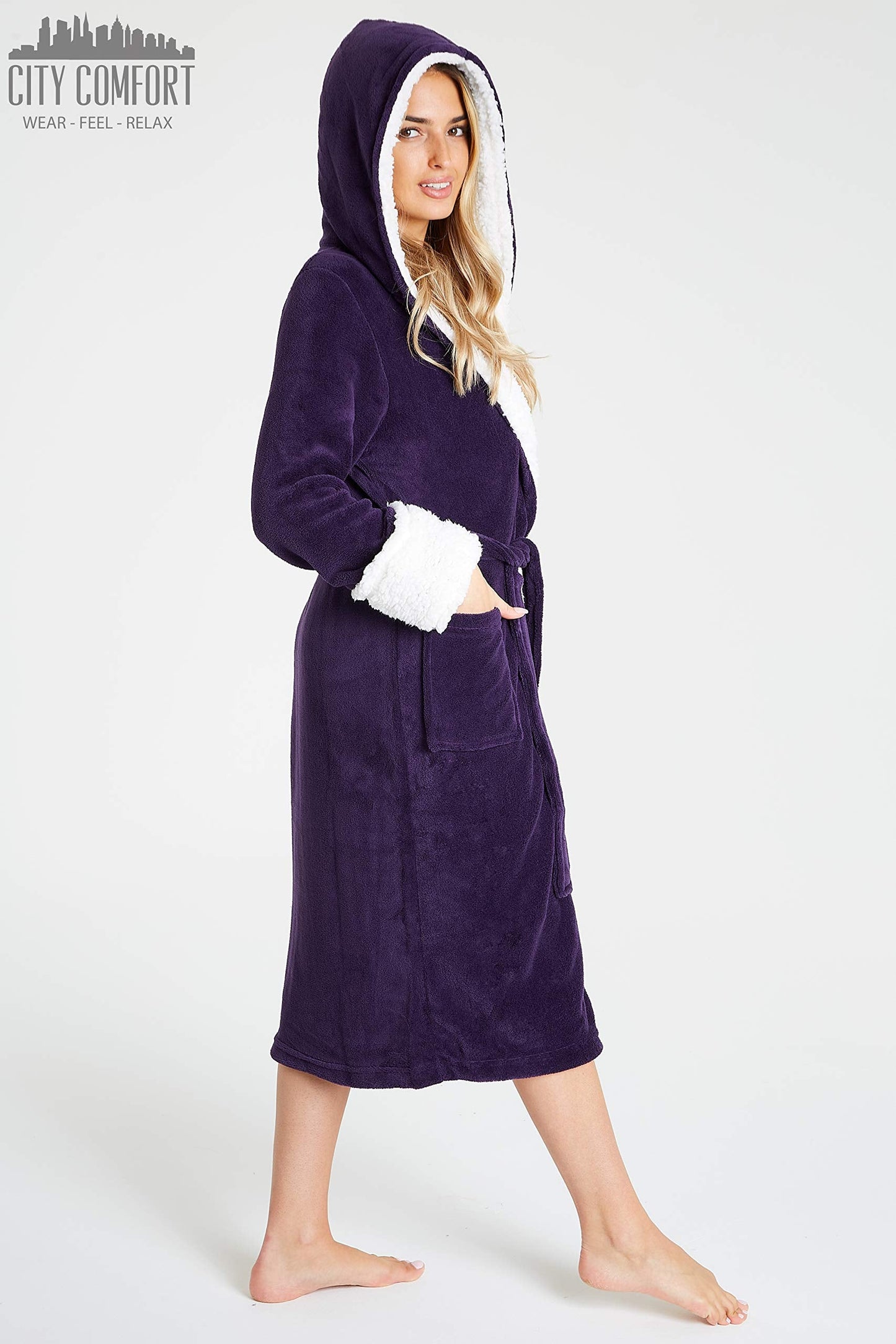 CityComfort Dressing Gown Women, Fluffy Bath Robes for Women, Gifts for Her XL Deep Purple