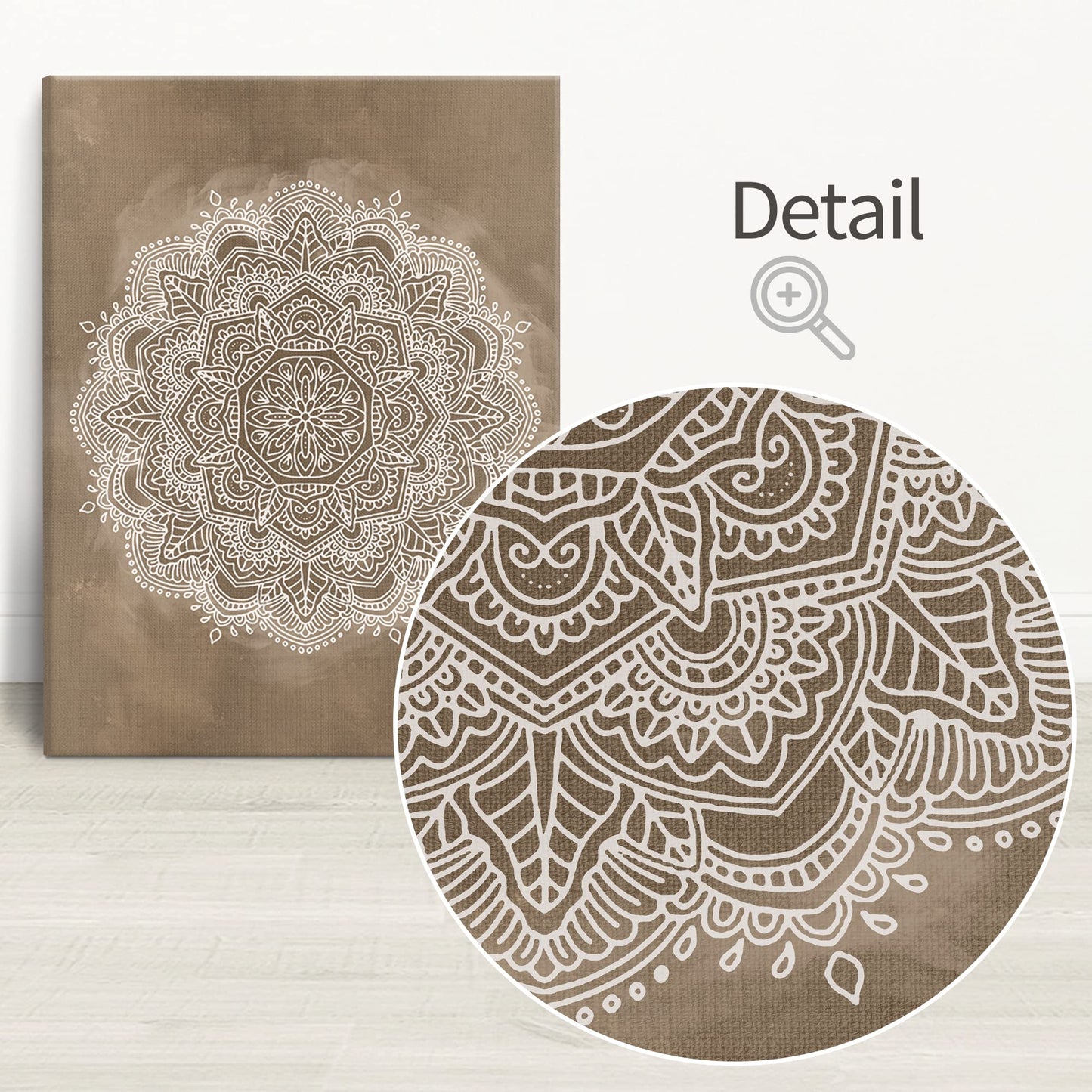 SUMGAR Mandala Wall Art Boho Coffee Pictures Brown Indian Bohemian Art Prints for Walls Floral Canvas Painting Flower Artwork for Bedroom Bathroom Living Room Yoga Room 30x40cm Set of 3 Brown Mandala