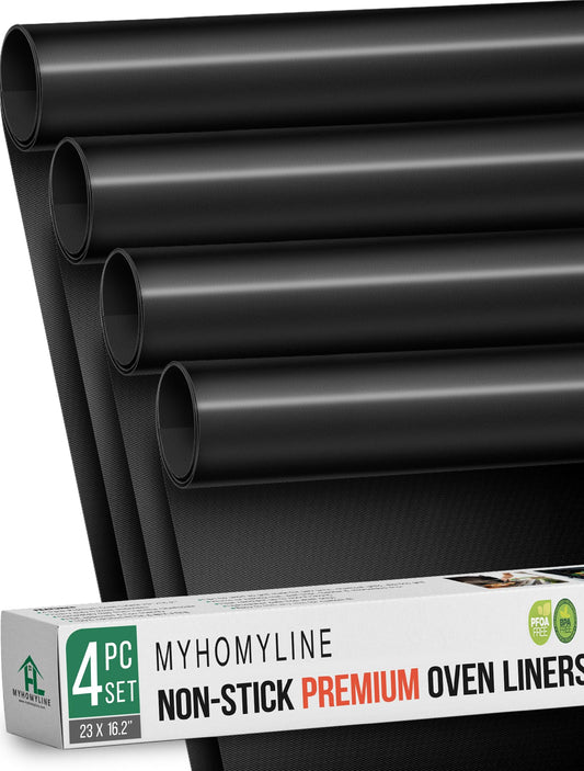 Oven Liners for Bottom Rack of Gas Electric Oven - 4X Non-Stick Teflon Oven Liners - Heavy Duty Reusable Oven Floor Protector Liner (4, 60 * 41cm) 4 60*41cm