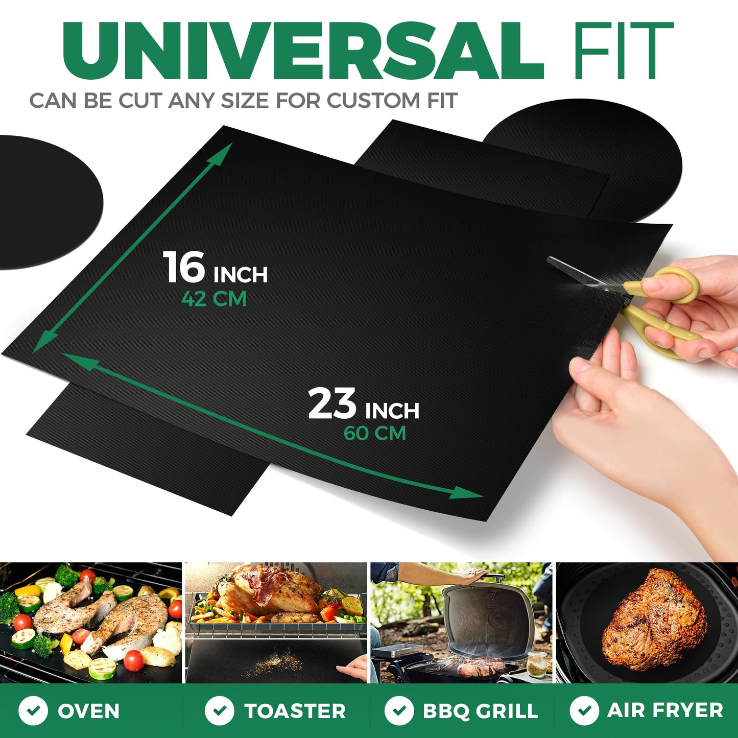 Oven Liners for Bottom Rack of Gas Electric Oven - 4X Non-Stick Teflon Oven Liners - Heavy Duty Reusable Oven Floor Protector Liner (4, 60 * 41cm) 4 60*41cm