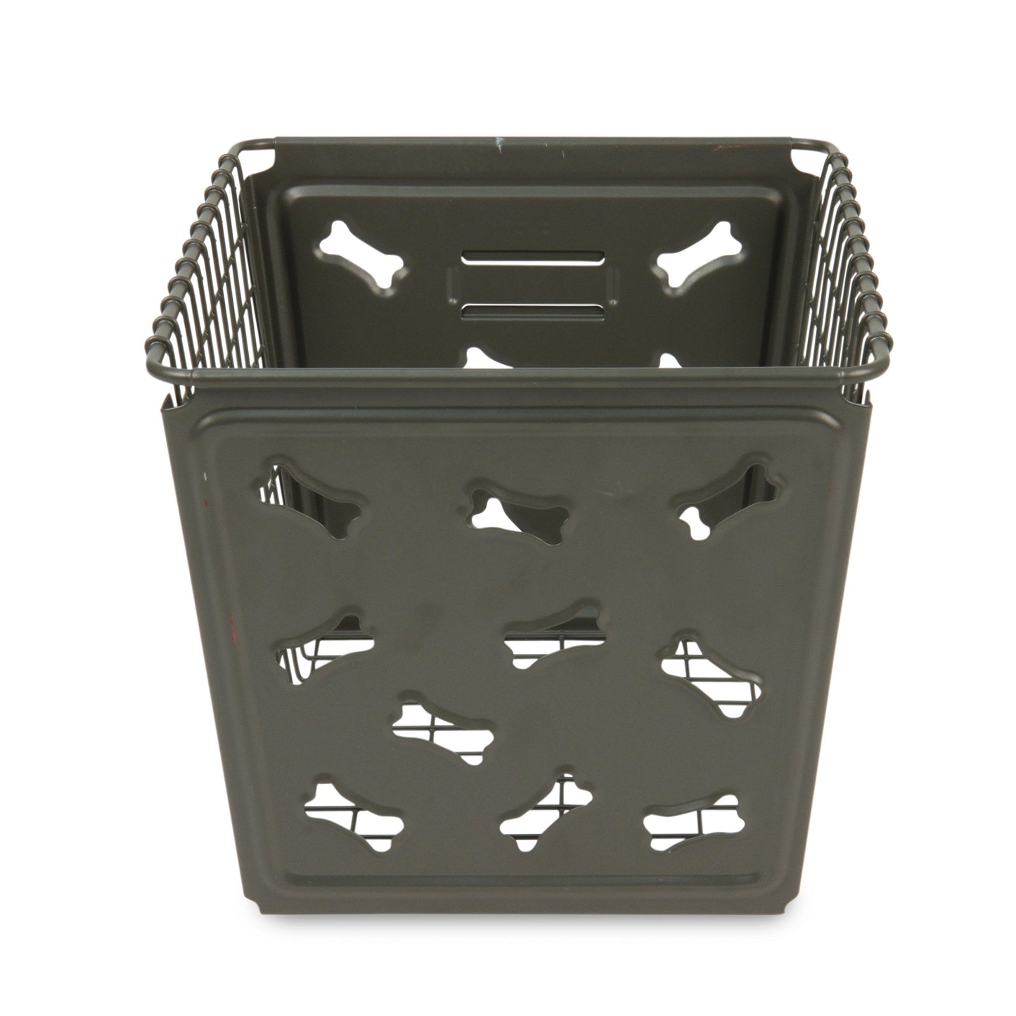 Spectrum Diversified Steel Bin Bone Design, Pet Accessory Rust-Resistant Finish, Dog Toy Organization & Storage, Industrial Gray, M Bones Basket