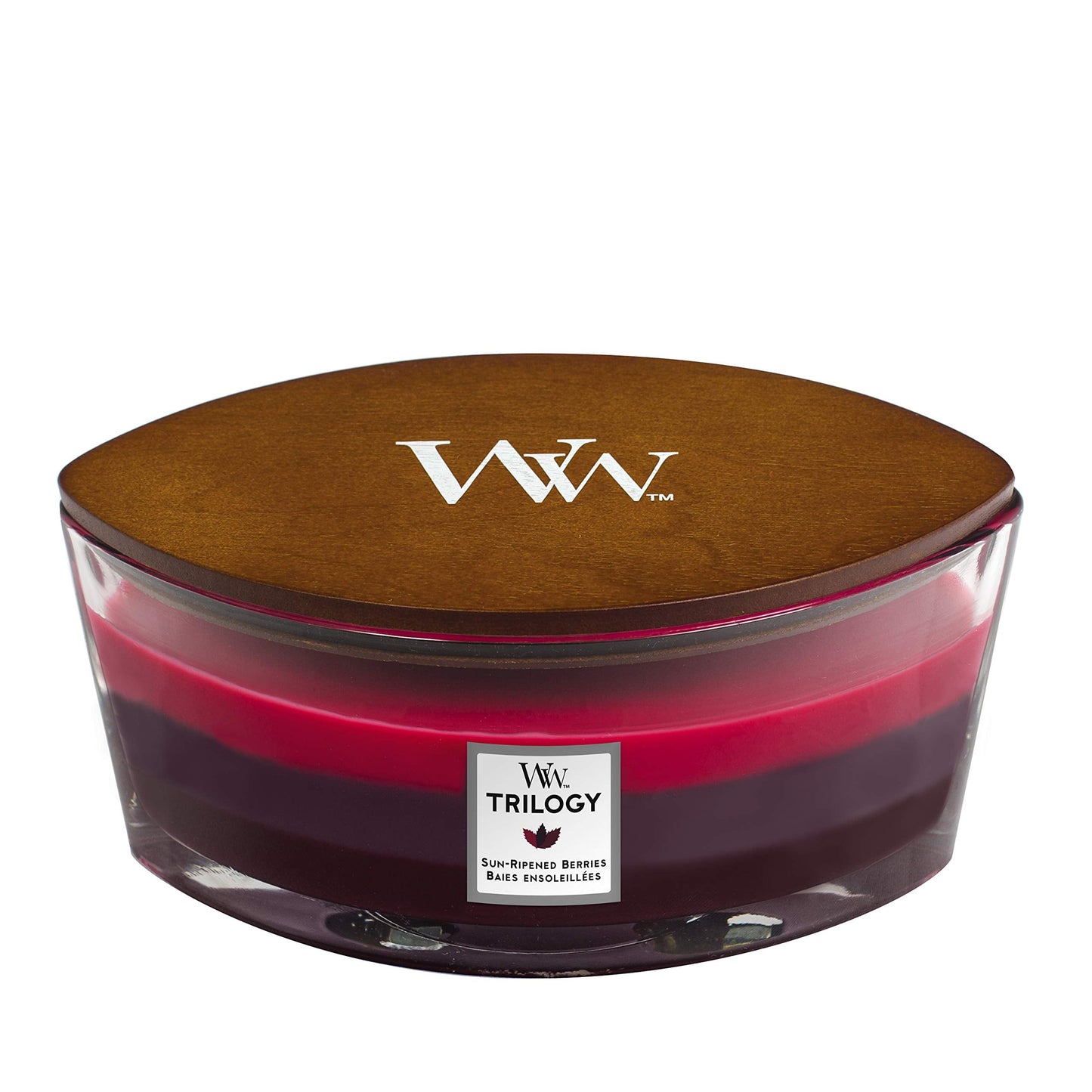 Woodwick Ellipse Scented Candle with Crackling Wick | Sun-Ripened Berries | Up to 50 Hours Burn Time, Burgundy