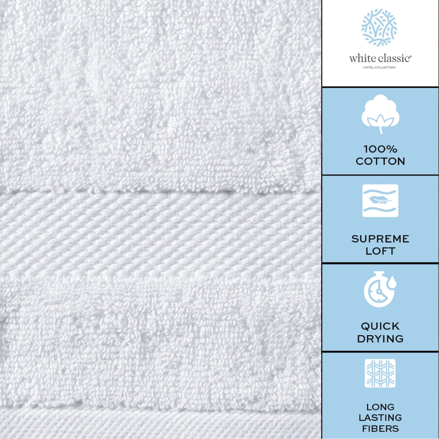 White Classic | 6 Pack, 40x76 cm | Luxury White Hand Towels, 100% Cotton Bathroom Hand White Towels Set of 6, Hotel Towels Extra 40x76 cm, Quality White Towels Bathroom Sets for Hands | White, 6 Pack 01: White