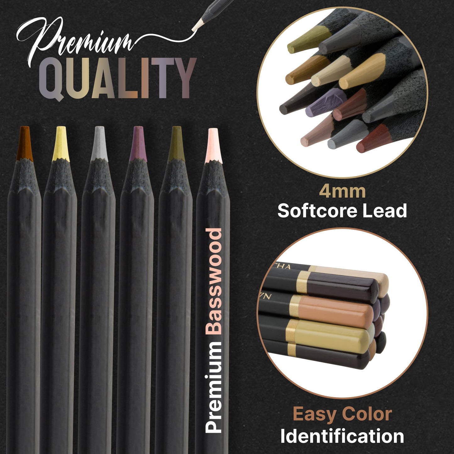 Black Widow Dark Tone Skin Pencils Perfect Coloured Pencils Set For Adults and Drawing Pencil For Artists, Ideal Portrait Set Colouring - Now With Light Fast Ratings Dark Skin Tones