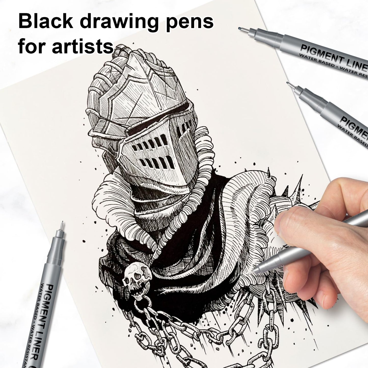 APOGO Black Fineliner Pens Art Pens Fineliners Black Pens Drawing Pens for Artists, Art Supplies Stationary Supplies Writing Pens, Micro Liner Pens for Manga Ketch Book Anime Technical illustration